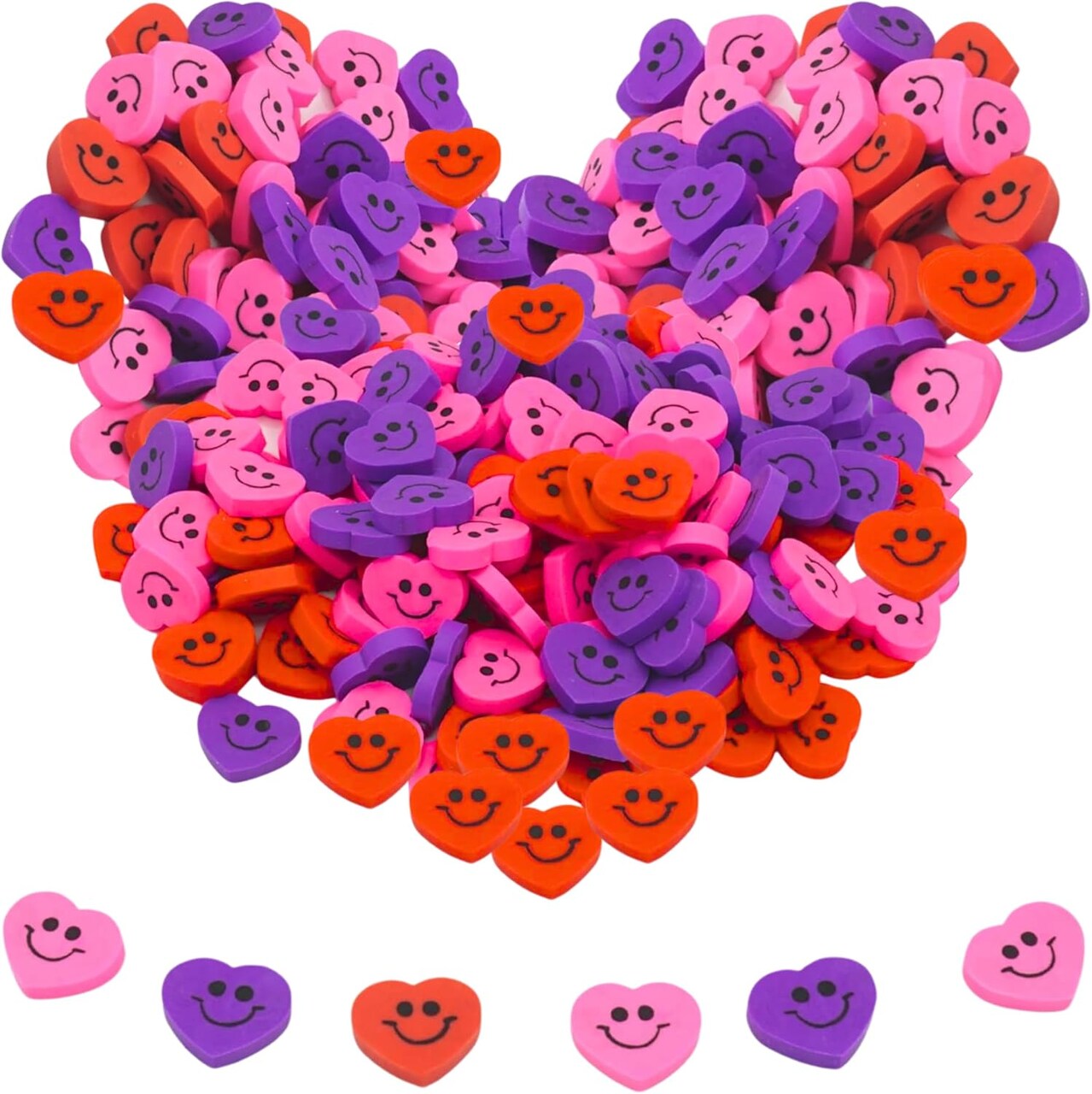4E’s Novelty Mini Heart Erasers 144 Pack for Kids, Valentines Day Classroom Favors